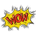 Wow speech bubble comic cartoon vector on white Royalty Free Stock Photo