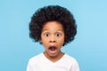 Wow, unbelievable! Portrait of funny amazed little boy looking at camera with shocked astonished expression Royalty Free Stock Photo