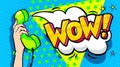 WOW word bubble in pop art comics style.