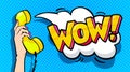 WOW word bubble in pop art comics style.