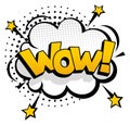 Wow word in bursting comic cloud. Pop art splash Royalty Free Stock Photo