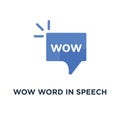 wow word in speech bubble icon, symbol of surprise in internet communication or expression of wonder concept simple style trend Royalty Free Stock Photo