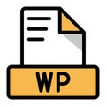 Wp file icon colorful style design. document format text file icons, Extension, type data, vector illustration