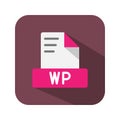 Wp file text flat icons. symbol document files, archive, extension, file type. Can be used for websites, software, UI and mobile