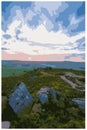 WPA inspired retro travel poster of the Peak District National Park, UK