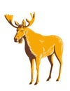 Adult Male Moose or Elk Viewed from Side WPA Poster Art