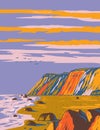 Gay Head Cliffs on Martha\'s Vineyard Cape Cod in Massachusetts USA WPA Art Poster