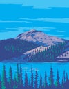 Lake Helen in Lassen Volcanic National Park Northern California USA WPA Poster Art