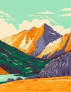 Maroon Bells in the Elk Mountains Maroon Peak and North Maroon Peak in Colorado WPA Poster Art