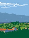 Medici Town in Cerreto Guidi in Florence Tuscany Italy WPA Poster Art