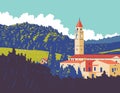 Medici Town in Cerreto Guidi in Florence Tuscany Italy WPA Poster Art