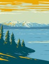 Yellowstone Lake the Largest Body of Water Located Within Yellowstone National Park Teton County Wyoming USA WPA Poster Art