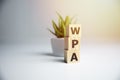 WPA word on wooden blocks, internet concept.