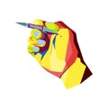 WPAP. abstract pop art style like a hand holding a pen Royalty Free Stock Photo