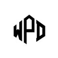WPD letter logo design with polygon shape. WPD polygon and cube shape logo design. WPD hexagon vector logo template white and Royalty Free Stock Photo