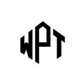 WPT letter logo design with polygon shape. WPT polygon and cube shape logo design. WPT hexagon vector logo template white and Royalty Free Stock Photo