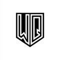 WQ Logo monogram shield geometric white line inside black shield color design