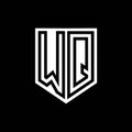 WQ Logo monogram shield geometric black line inside white shield color design