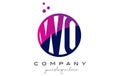 WQ W Q Circle Letter Logo Design with Purple Dots Bubbles