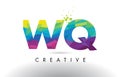 WQ W Q Colorful Letter Origami Triangles Design Vector.