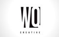 WQ W Q White Letter Logo Design with Black Square.