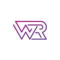 WR letters line logo design