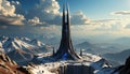 the wraith beacon spire, towering above a dead supercontinent Royalty Free Stock Photo
