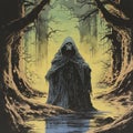 Wraith In Haunted Forest: Detailed Comic Book Art Poster