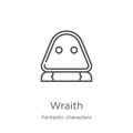 wraith icon vector from fantastic characters collection. Thin line wraith outline icon vector illustration. Outline, thin line