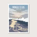 Wrangell Saint Elias National Park poster illustration, ice mountain and river poster