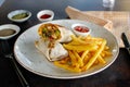 Wrap sandwiches with fries stock photo Royalty Free Stock Photo