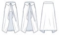 Wrap Skirt technical fashion Illustration. Skirt over Pants fashion flat technical drawing template, A-line, belted