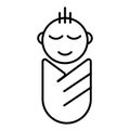 Baby wrapped in diapers line icon. vector illustration isolated on white. outline style design, designed for web and app Royalty Free Stock Photo