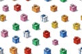 Wrapped box. Seamless pattern. Bright gift boxes. Hand drawn. Minimalist style Royalty Free Stock Photo