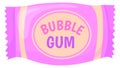 Wrapped bubblegum icon. Cartoon chewy pink candy