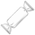 Wrapped candy illustration sketch drawing in black and white Royalty Free Stock Photo