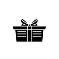 Wrapped gift basket black icon, vector sign on isolated background. Wrapped gift basket concept symbol, illustration Royalty Free Stock Photo