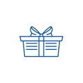 Wrapped gift basket line icon concept. Wrapped gift basket flat  vector symbol, sign, outline illustration. Royalty Free Stock Photo