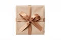 wrapped gift box with a plain ribbon, on a white background. Royalty Free Stock Photo