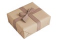 wrapped gift box with a plain ribbon, on a white background. Royalty Free Stock Photo