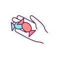 Wrapped hard candy in hand RGB color icon