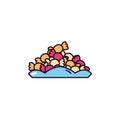 Wrapped hard candy in dish sweet and candies icon line fill