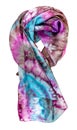 Wrapped head scarf with abstract bright pattern