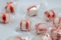 Wrapped peppermint candies on a white background Royalty Free Stock Photo