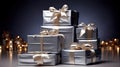 wrapped silver gift bow Royalty Free Stock Photo