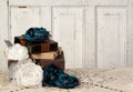 Wrapped vintage packages with flowers Royalty Free Stock Photo