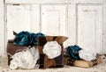 Wrapped vintage packages with flowers Royalty Free Stock Photo