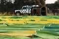 Wrapping of an aerostatic balloon spread on the ground