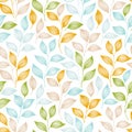 Tea leaves seamless pattern design. Herbal sketchy background