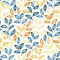 Tea leaves seamless pattern design. Herbal sketchy background